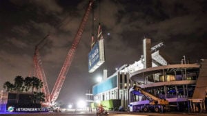 Earlier a Manitowoc Crawler crane set a Sun Life Stadium Sign.